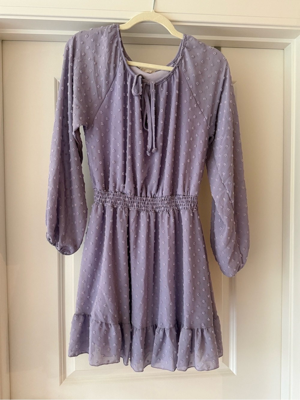 Altar’d State Lavender Long-Sleeve Ruffle Waist Dress